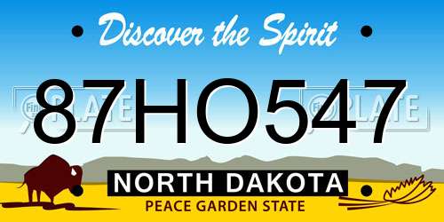 87HO547 North Dakota License Plate