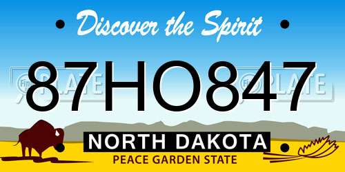 87HO847 North Dakota License Plate