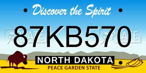 87KB570 North Dakota License Plate