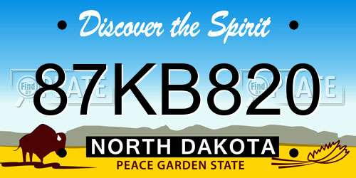 87KB820 North Dakota License Plate