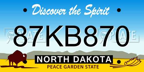 87KB870 North Dakota License Plate