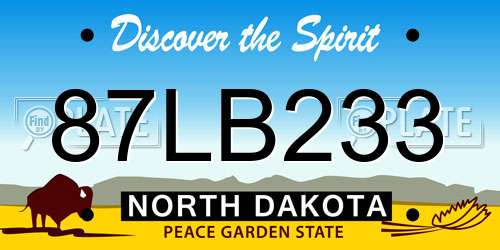 87LB233 North Dakota License Plate