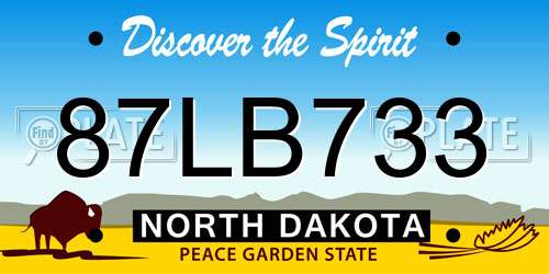 87LB733 North Dakota License Plate