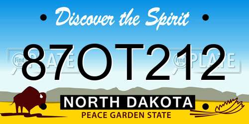 87OT212 North Dakota License Plate