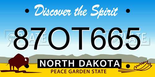 87OT665 North Dakota License Plate