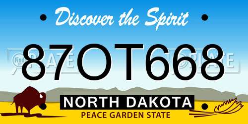 87OT668 North Dakota License Plate