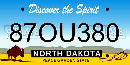 87OU380 North Dakota License Plate