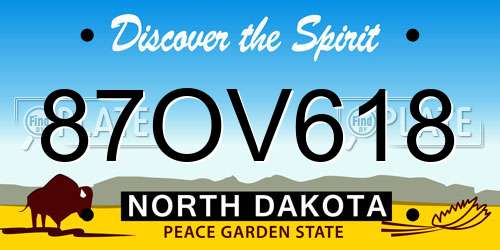 87OV618 North Dakota License Plate