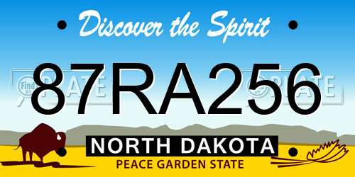 87RA256 North Dakota License Plate