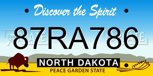 87RA786 North Dakota License Plate