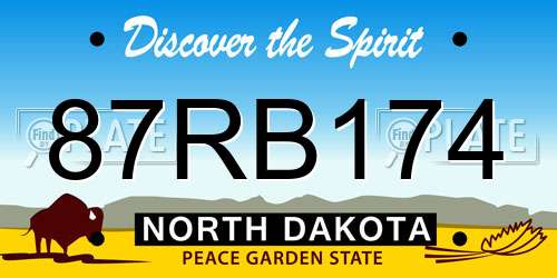 87RB174 North Dakota License Plate