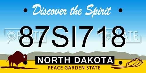 87SI718 North Dakota License Plate