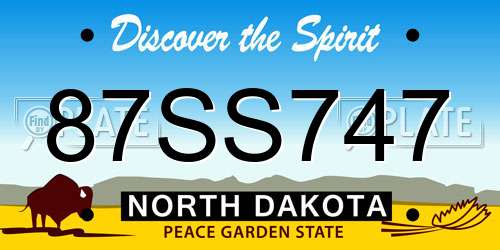 87SS747 North Dakota License Plate
