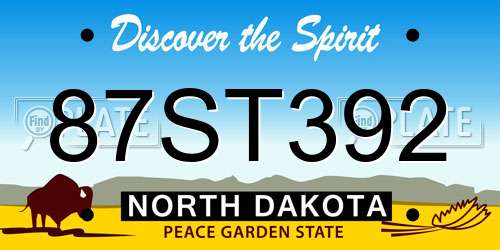 87ST392 North Dakota License Plate