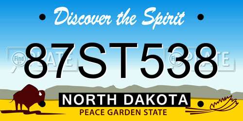 87ST538 North Dakota License Plate