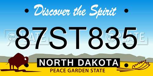 87ST835 North Dakota License Plate