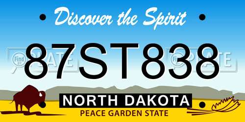 87ST838 North Dakota License Plate