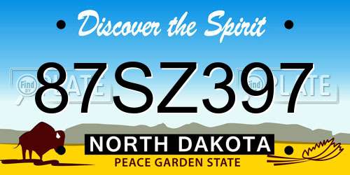 87SZ397 North Dakota License Plate
