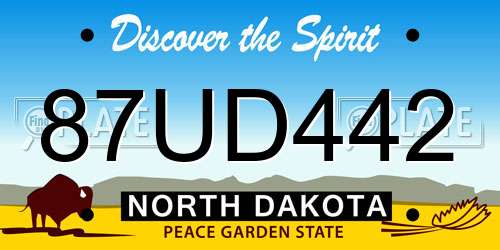 87UD442 North Dakota License Plate