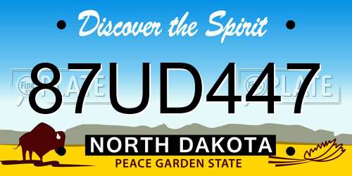 87UD447 North Dakota License Plate