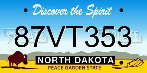 87VT353 North Dakota License Plate