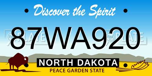 87WA920 North Dakota License Plate