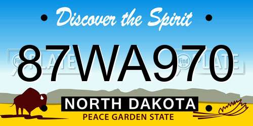 87WA970 North Dakota License Plate