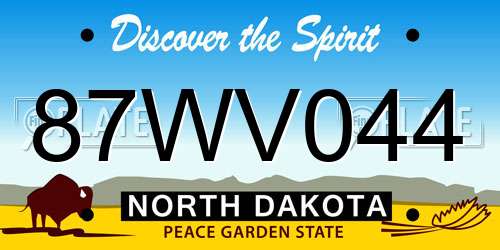 87WV044 North Dakota License Plate