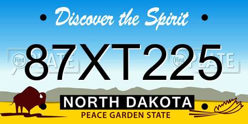87XT225 North Dakota License Plate
