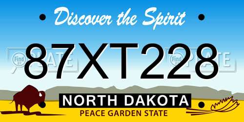 87XT228 North Dakota License Plate
