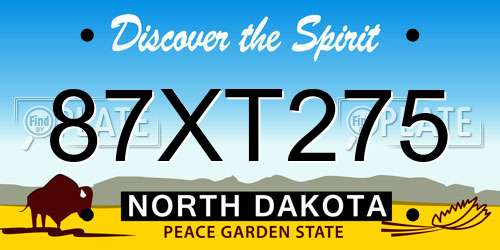 87XT275 North Dakota License Plate