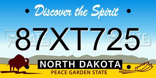 87XT725 North Dakota License Plate