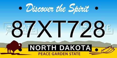 87XT728 North Dakota License Plate
