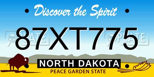 87XT775 North Dakota License Plate