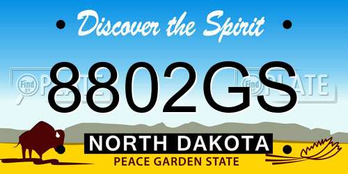 8802GS North Dakota License Plate