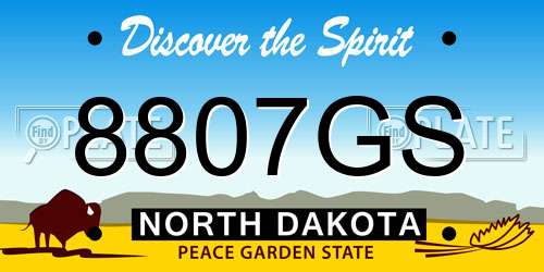 8807GS North Dakota License Plate