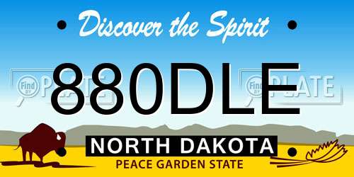 880DLE North Dakota License Plate