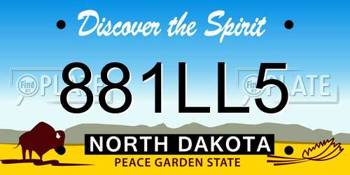 881LL5 North Dakota License Plate