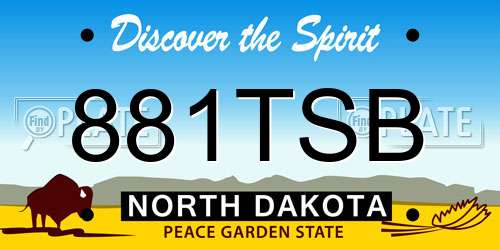 881TSB North Dakota License Plate