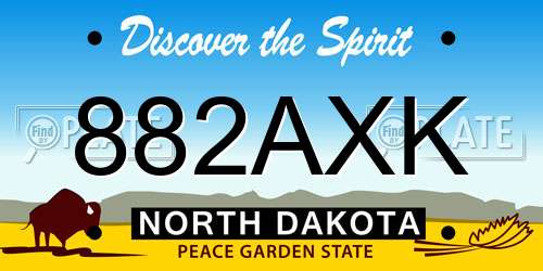 882AXK North Dakota License Plate