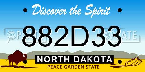 882D33 North Dakota License Plate