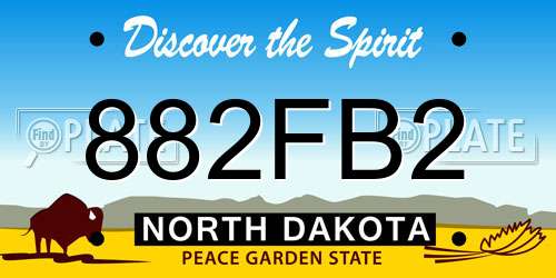 882FB2 North Dakota License Plate