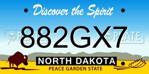 882GX7 North Dakota License Plate