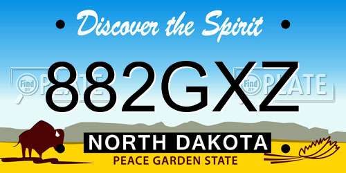 882GXZ North Dakota License Plate