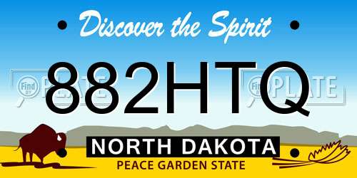 882HTQ North Dakota License Plate