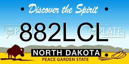 882LCL North Dakota License Plate