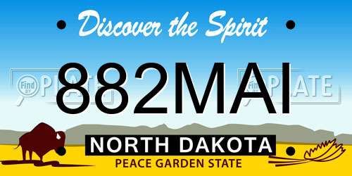 882MAI North Dakota License Plate