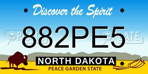 882PE5 North Dakota License Plate