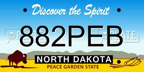 882PEB North Dakota License Plate