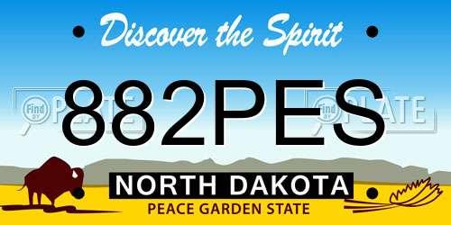 882PES North Dakota License Plate